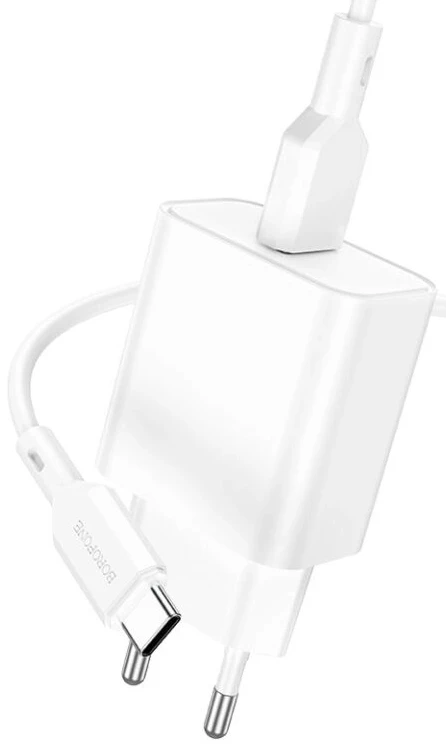 Мережевий зарядний пристрій BOROFONE BA72A Spring single port QC3.0 charger set Type-C 18W White (6974443388596)