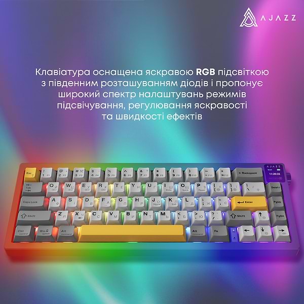 Фото - Клавіатура бездротова ігрова Ajazz AK650 Flying Fish Switch Black RGB With Screen (AK650-FF-BGY)