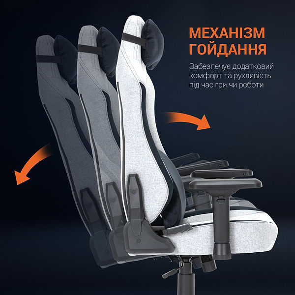 Фото - Крісло для геймерів GamePro GC715LG Light Grey Linen Fabric