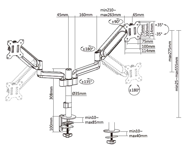 Фото - Крепление настольное OfficePro MA722B Black