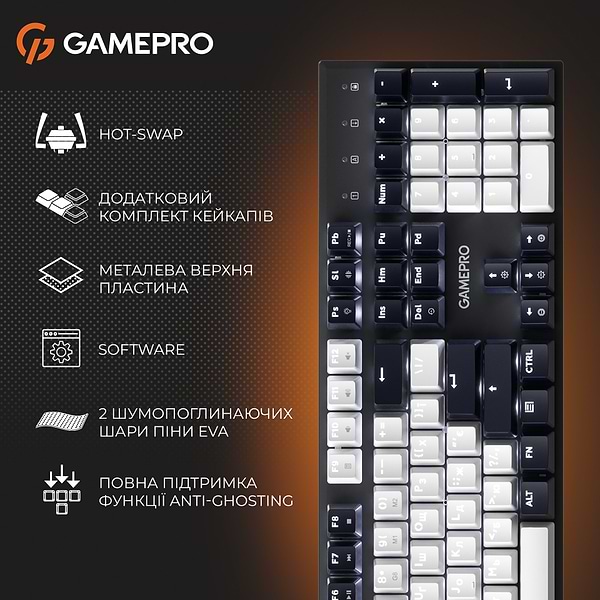 Фото - Клавіатура дротова ігрова GamePro Genesis Metallic Outemu Red Swithes USB Black (MK144B)