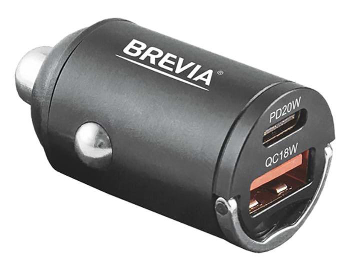 Автомобільний зарядний пристрій Brevia ePower NanoMetal 38W 1xUSB-C+1xUSB-A (46038CAMB)