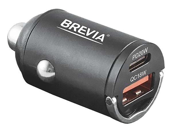 Фото - Автомобільний зарядний пристрій Brevia ePower NanoMetal 38W 1xUSB-C+1xUSB-A (46038CAMB)