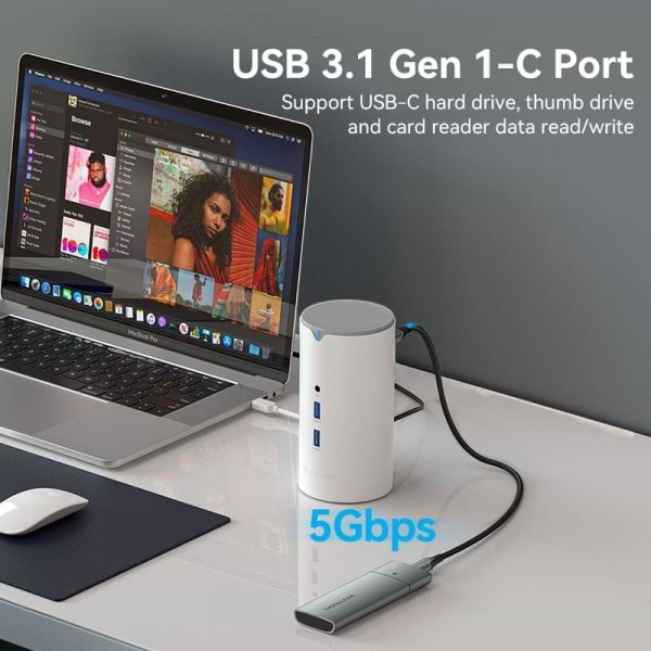 Фото - Хаб USB Vention USB3.1 Type-C -HDMI/VGA/USB3.0x3/RJ45/SD/TF/TRRS3.5m/PD/DC100W 12-in-1 (TPHWC-EU)