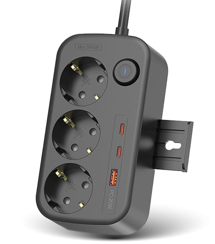 Сетевой фильтр Ultra PB70312 (3 роз., 1 USB, 2 Type-C, 2,5м) Черный - Фото 1