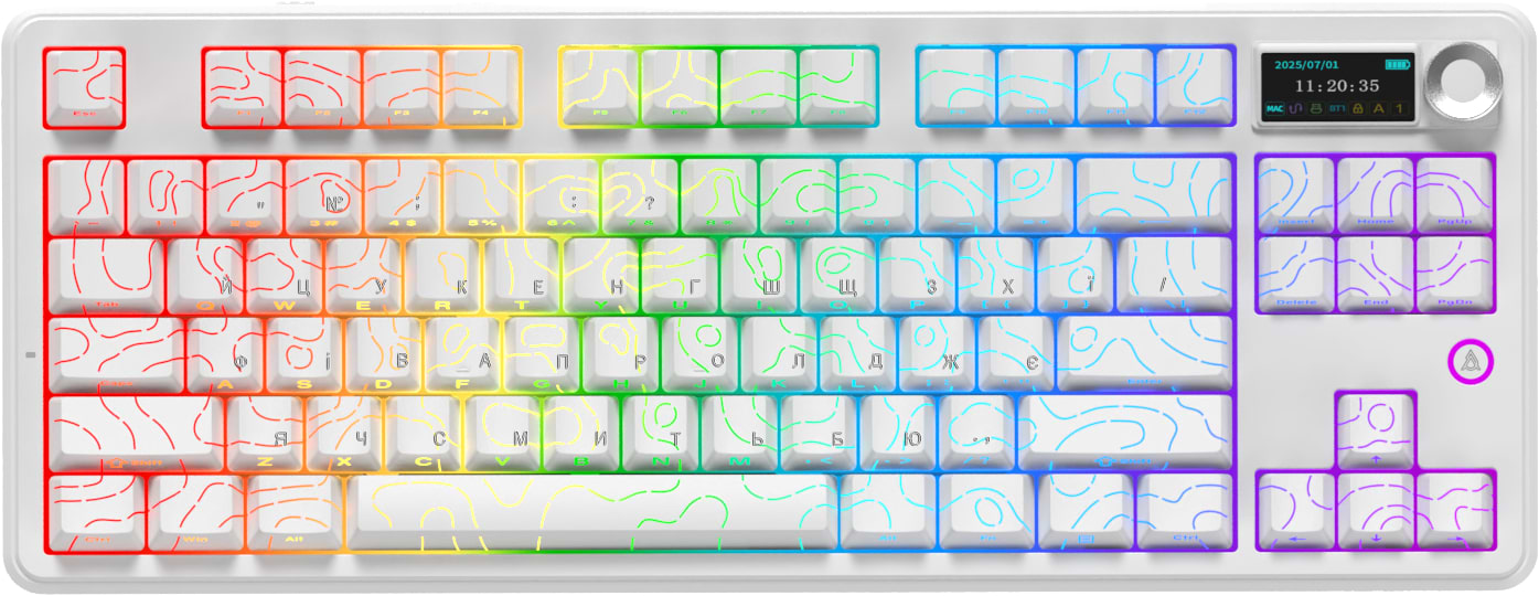 Клавіатура бездротова ігрова Ajazz AK870 V2 Side Contour White (AK870-V2-S-W) - Фото 1