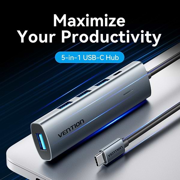 Фото - Хаб USB Vention USB 3.0 Type-C 4xUSB 3.0/1xUSB-C (TGZHB)