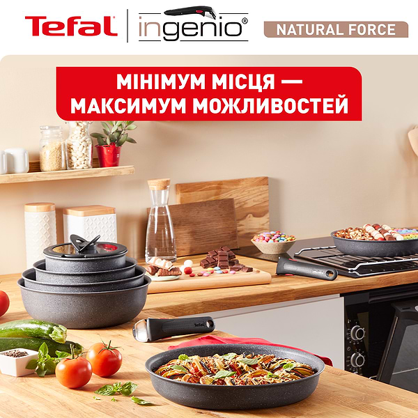 Фото - Набор сковород со съемной ручкой Tefal L3969102 Ingenio Natural Force 3 пр