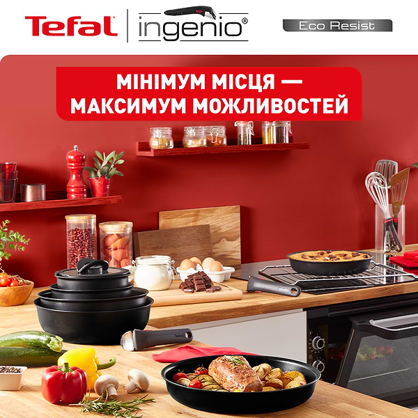 Фото - Набір посуду зі знімною ручкою Tefal L3979153 Ingenio Eco Resist 13 пр