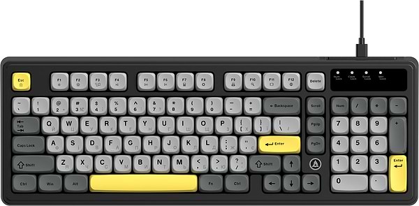Фото - Клавиатура проводная игровая Ajazz AF98 Black Gray Yellow (AF98-BGY) Фото - Клавиатура проводная игровая Ajazz AF98 Black Gray Yellow (AF98-BGY)