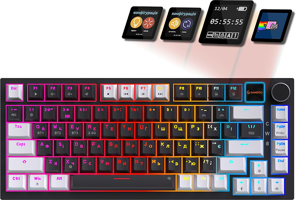 Фото - Клавиатура беспроводная игровая GamePro Asgard Valhalla Pro 75% Wireless/Bluetooth/USB Black (MK160B-D-Pro)