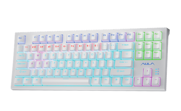 Фото - Клавиатура проводная Aula F3032 White keycaps, plus 21 Yellow keys KRGD Brown EN/UA (6948391201757)
