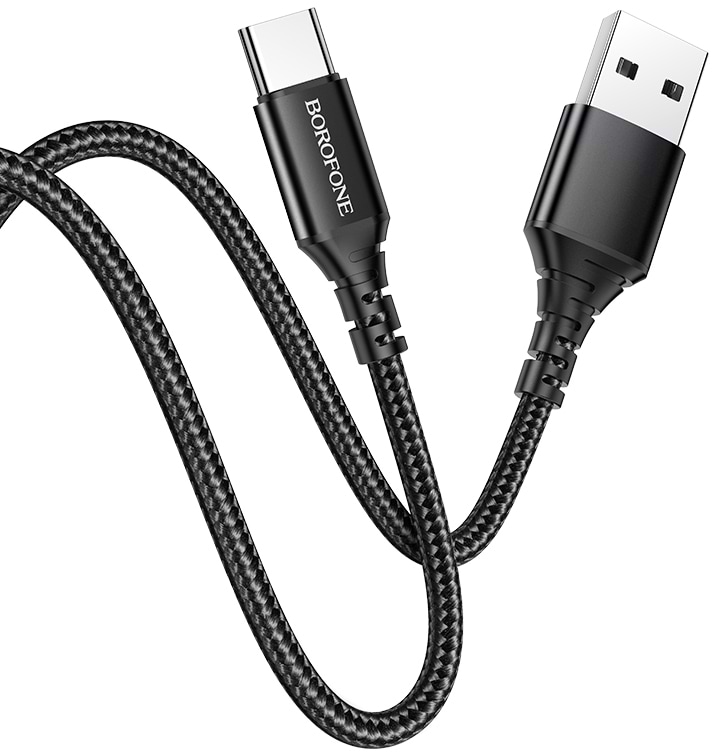 Кабель синхронізації даних BOROFONE BX54 Ultra bright Type-C 1m 2.4A Black (6931474745835)