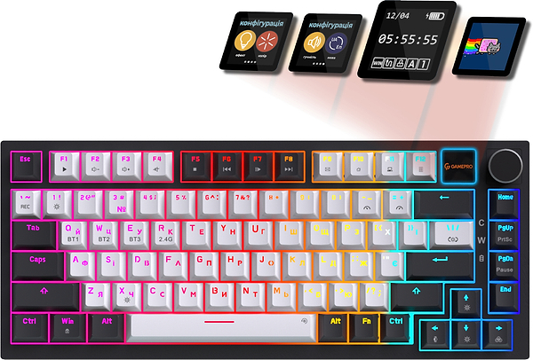 Фото - Клавіатура бездротова ігрова GamePro Asgard Valhalla Pro 75% Wireless/Bluetooth/USB White (MK160W-D-Pro)