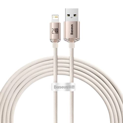 Кабель Baseus Crystal Shine Series Fast Charging Data Cable USB to iP 2.4A 2m Pink (CAJY001204)