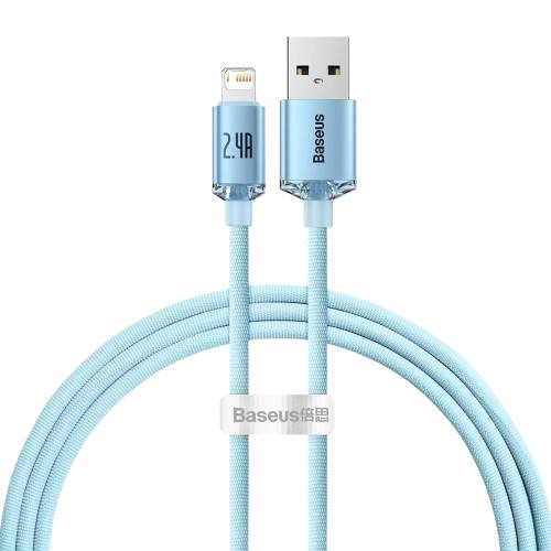 Кабель Baseus Crystal Shine Series Fast Charging Data Cable USB to iP 2.4A 1.2m Sky Blue (CAJY001103)