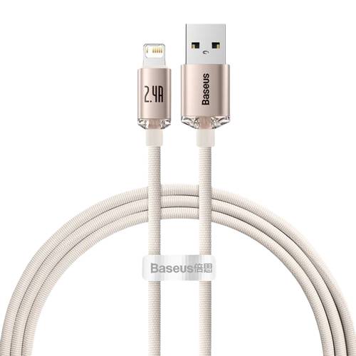 Кабель Baseus Crystal Shine Series Fast Charging Data Cable USB to iP 2.4A 1.2m Pink (CAJY001104)