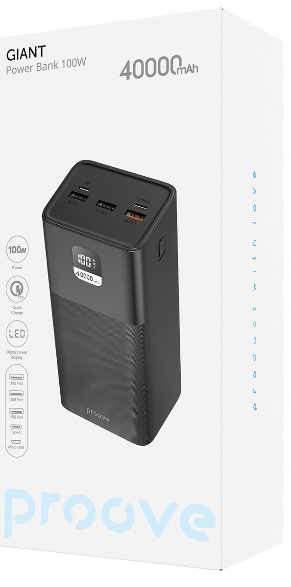 Фото - Батарея мобільна Proove Giant 100W 40000mAh black (2001001957612)