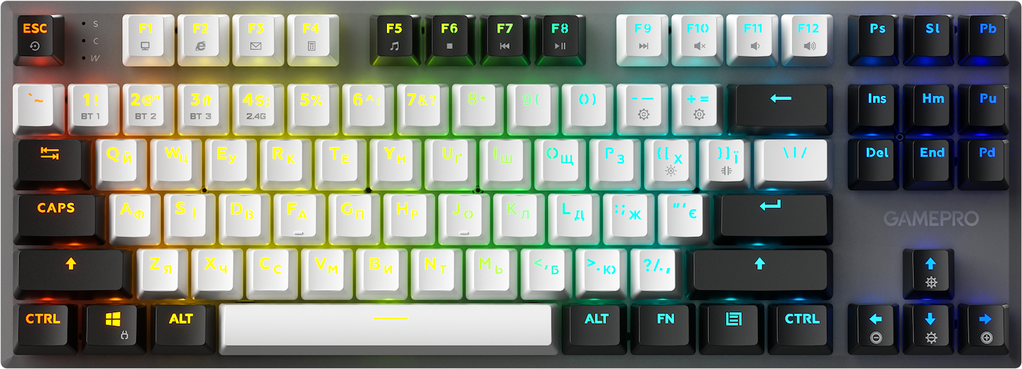 Купити Клавіатура бездротова ігрова GamePro Genesis Joker Pro 87% Wireless/Bluetooth/USB Gray (MK124G Pro) - Фото 1 Клавіатура бездротова ігрова GamePro Genesis Joker Pro 87% Wireless/Bluetooth/USB Gray (MK124G Pro) - Фото 1