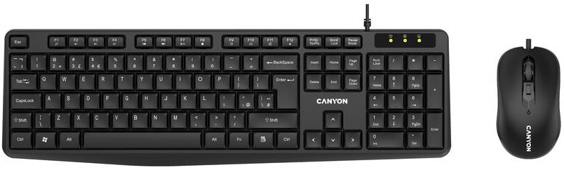 Клавиатура+мышь Canyon SET-1 Water resistant ENG/UKR Black (CNE-CSET1)