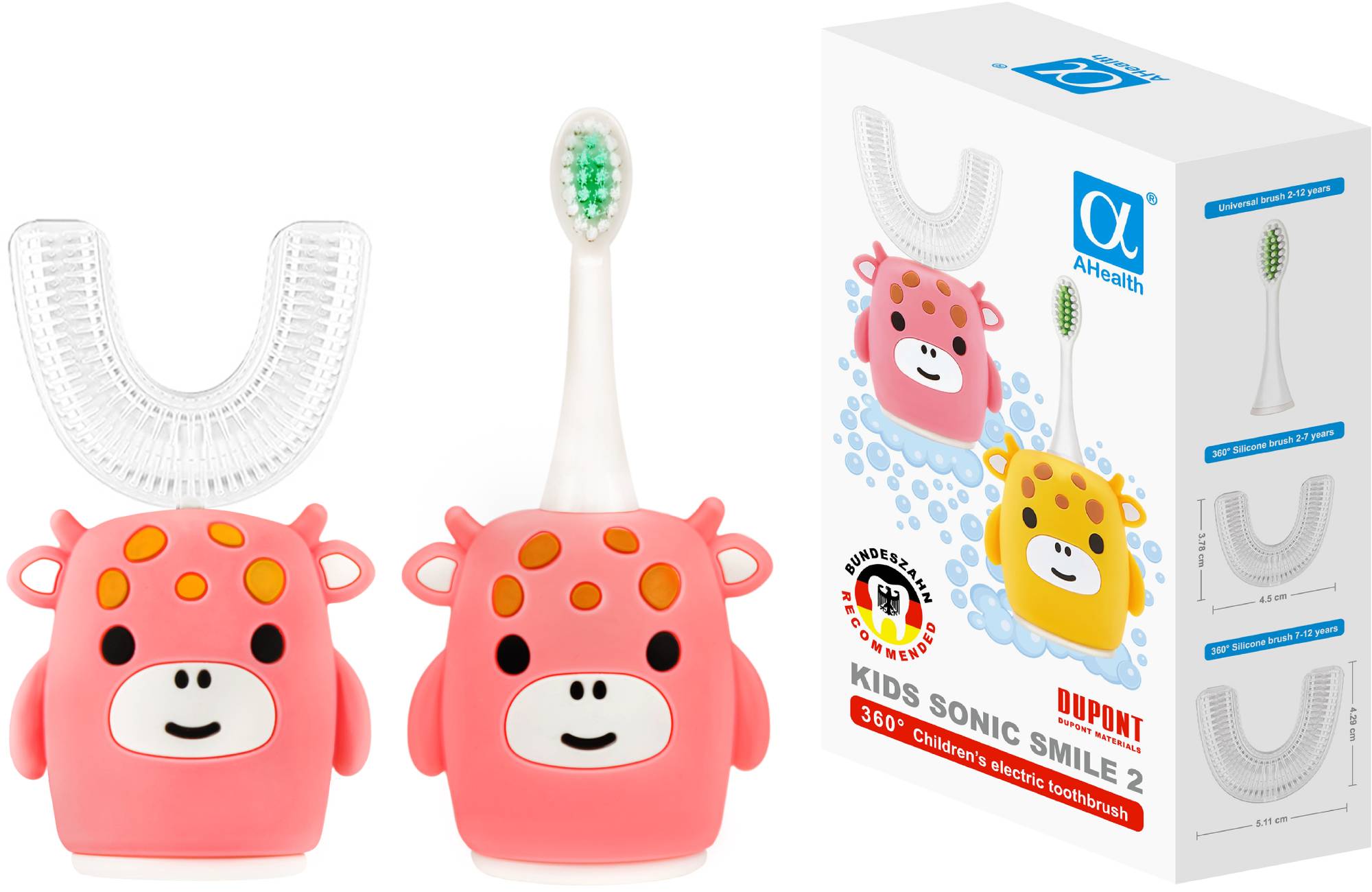 Зубная щетка электрическая AHealth KIDS SONIC SMILE 2 Pink (AHkss2p) - Фото 1