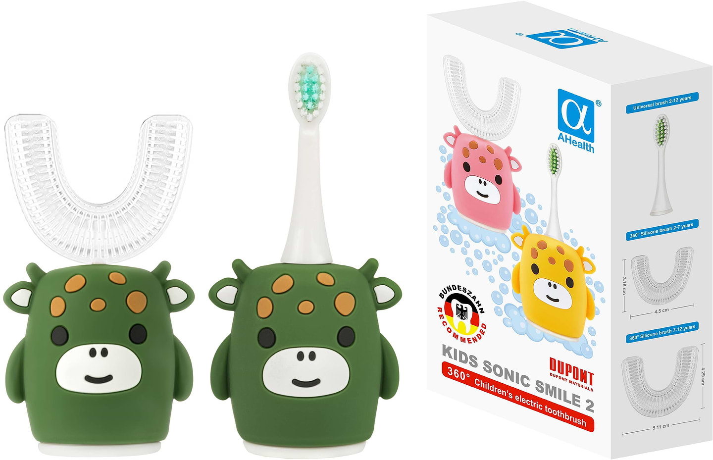 Зубная щетка электрическая AHealth KIDS SONIC SMILE 2 Green (AHkss2g) - Фото 1