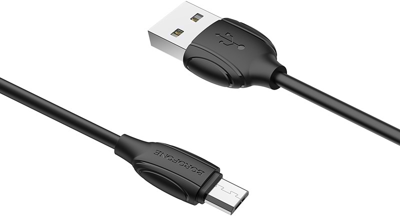 Кабель синхронізації даних BOROFONE BX19 USB to Micro 2.4A 1m Black (6931474701770)