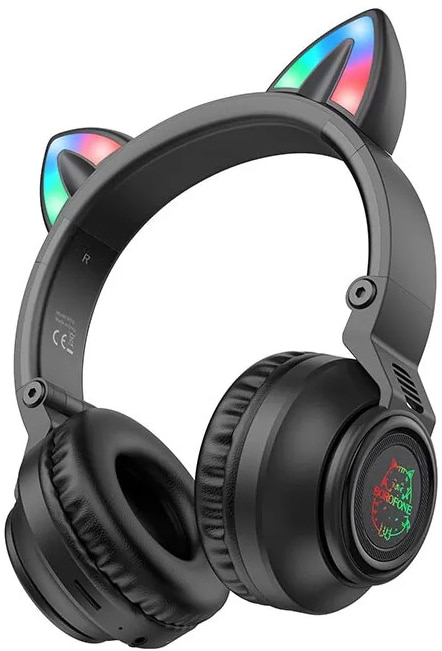 Наушники накладные беспроводные BOROFONE BO18 Cat ear Black (6974443384949) - Фото 1