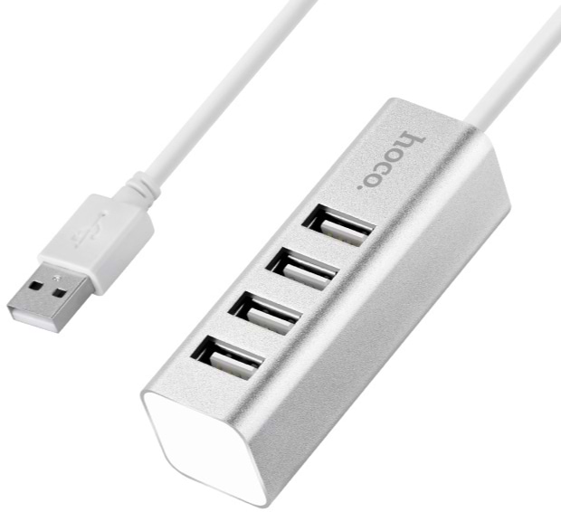 Хаб USB HOCO HB1 4USB Line machine Silver (6957531038146)