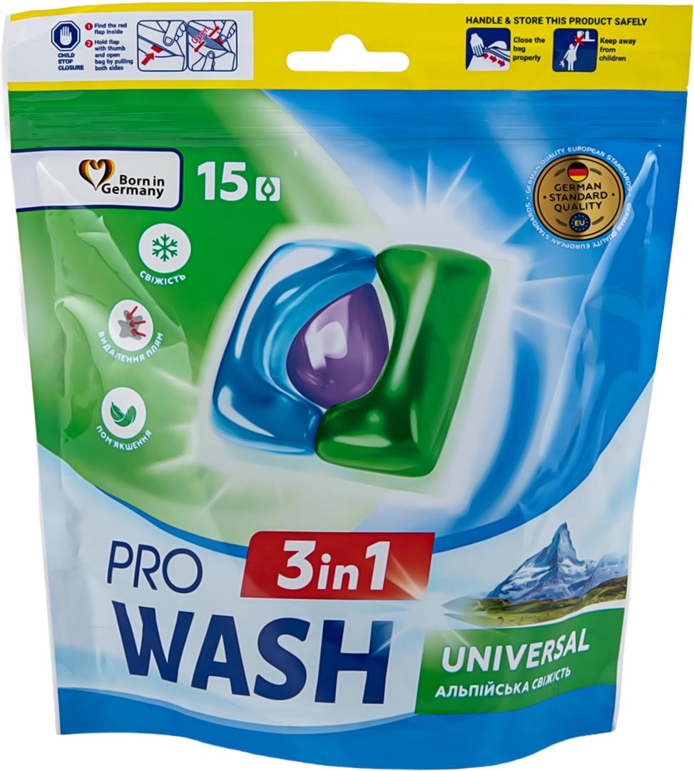 Капсулы для стирки ProWash Альпийская свежесть 15 шт - Фото 1