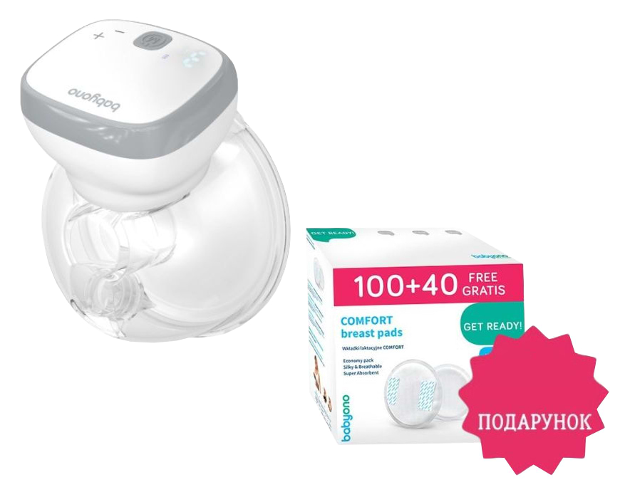 Электрический молокоотсос BabyOno SHELLY + лактационные вкладки COMFORT, 140шт/уп. в подарок (1000А) - Фото 1