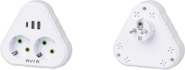 Фото - Разветвитель 220В Aura Energy 2+3 USB-A + USB-C (PD) White (AUEMFP23PDW)