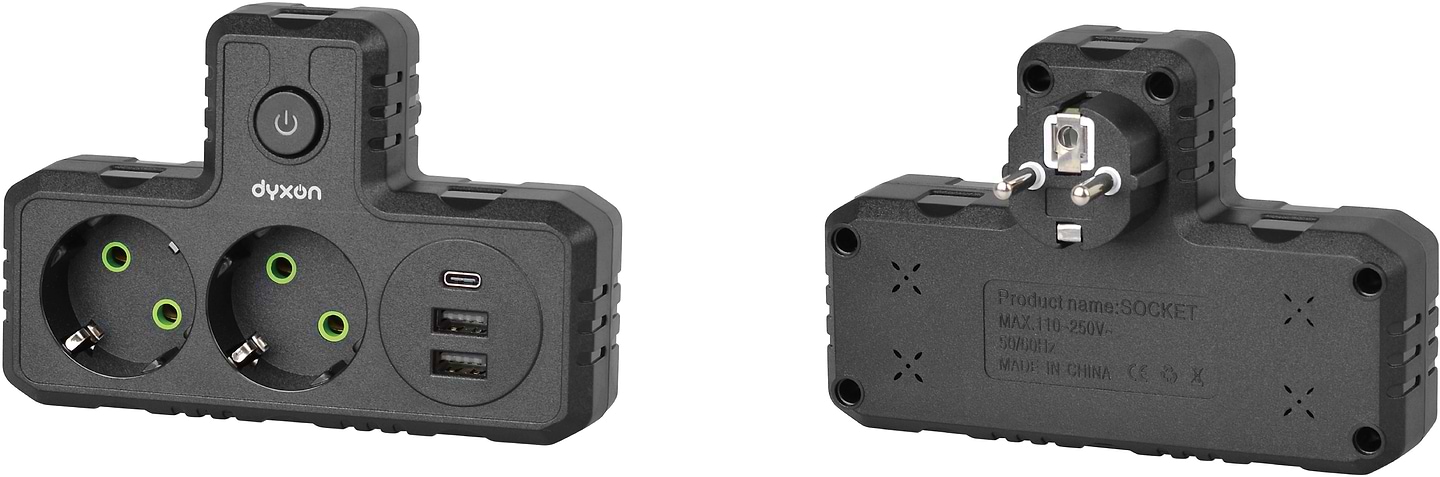 Купить Разветвитель 220В Dyxon 2+3 USB-A + USB-C (PD) Power switch Black (DXN-MFP-23PD-PS-B) - Фото 1 Разветвитель 220В Dyxon 2+3 USB-A + USB-C (PD) Power switch Black (DXN-MFP-23PD-PS-B) - Фото 1