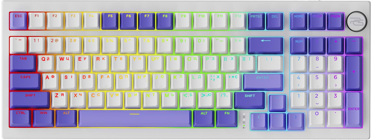 Клавіатура бездротова ігрова Proove Gaming Slicker Special Edition (Ukraine Layout) white/purple (WKSLSE022416) - Фото 1