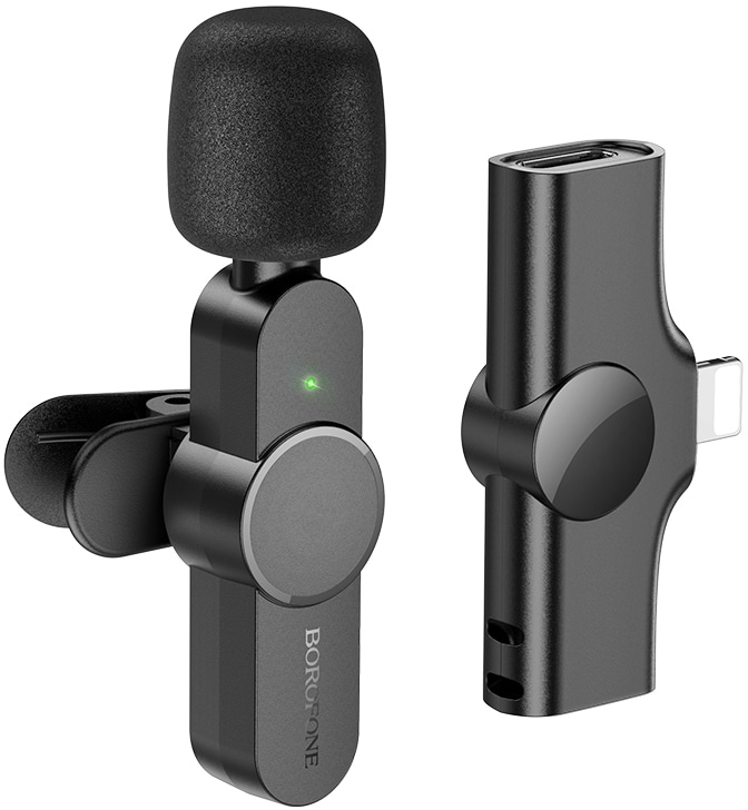 Мікрофон для смартфона BOROFONE BFK12 Trophy lavalier wireless digital microphone iP Black (6941991106385) - Фото 1