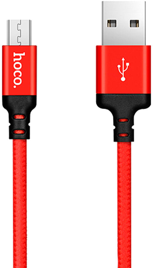 Кабель синхронізації даних HOCO X14 USB to Micro 2,4A 1 m Black/Red (6957531062851)