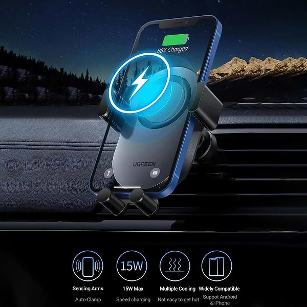 Фото - Автотримач з бездротовою зарядкою UGREEN CD256 (40118)