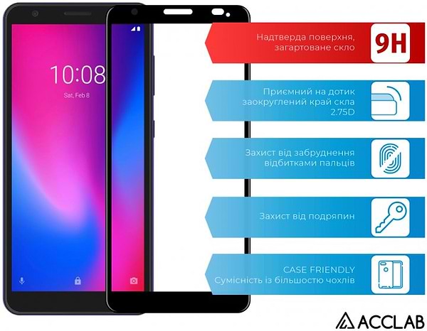 Фото - Захисне скло для смартфона
 ACCLAB Full Glue for ZTE A3 2020 Black (1283126508929)