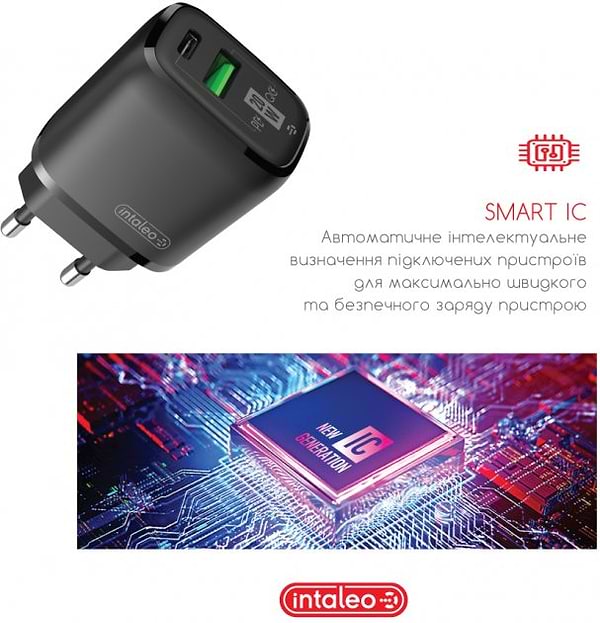 Фото - Сетевое зарядное устройство Intaleo TCGQPD220 (2USBx3A) Black (1283126509995)