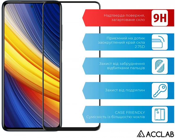 Фото - Захисне скло для смартфону ACCLAB Full Glue for Poco X3 Pro Black (1283126511851)
