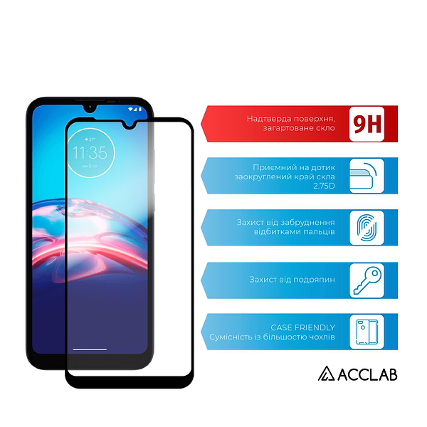 Фото - Защитное стекло для смартфона ACCLAB Full Glue for MOTO E6i (1283126516153)