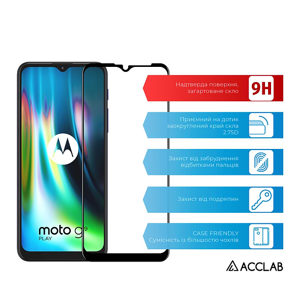 Фото - Захисне скло для смартфону ACCLAB Full Glue for MOTO G9 Play (1283126516207)