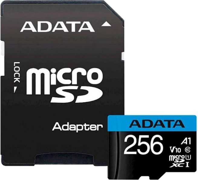 Карта памяти ADATA microSDXC (UHS-1) Premier 256Gb Class 10 А1 (AUSDX256GUICL10A1-RA1)