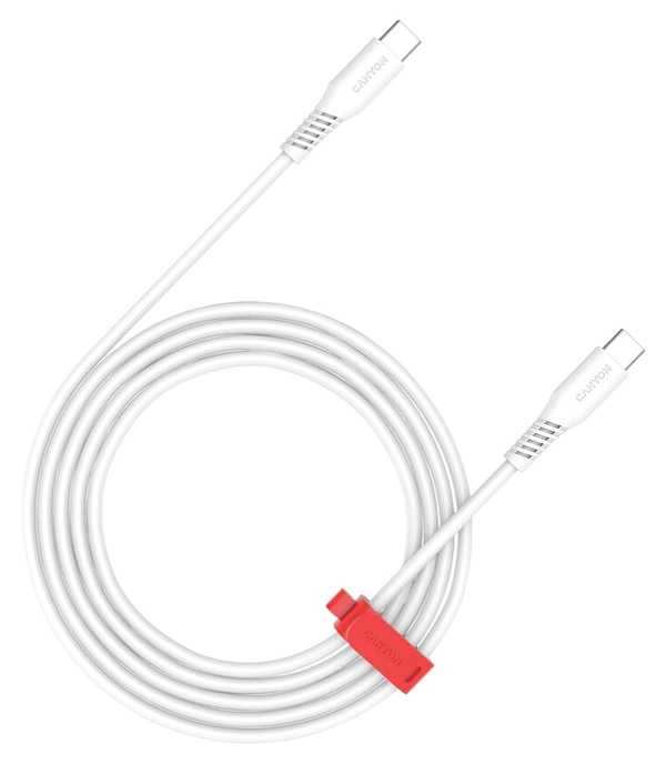 Фото - Кабель синхронизации данных Canyon CC100SC Type-C to Type-C 100W 2m White (CNS-CC100SC20W)