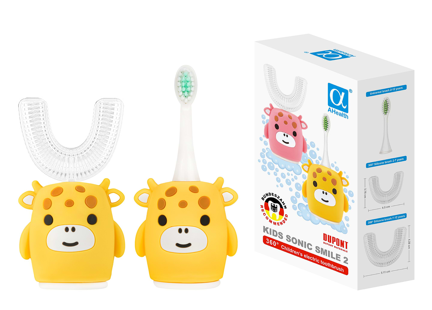Зубная щетка электрическая AHealth KIDS SONIC SMILE 2 Yellow (AHkss2y) - Фото 1