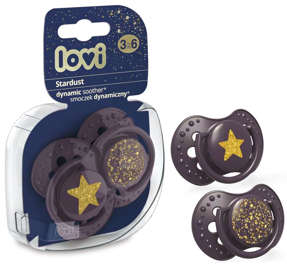 Симетрична пустушка Lovi Stardust 3-6 міс 2 шт. фіолетова (22/893_violet) - Фото 1