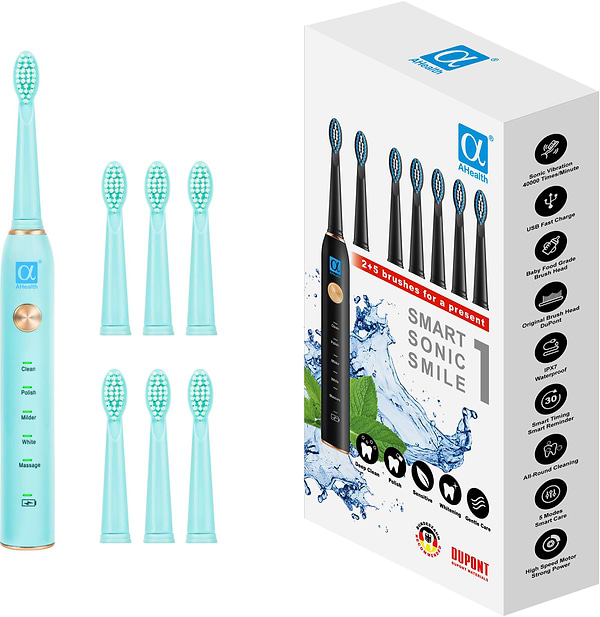 Фото - Зубна щітка електрична AHealth SONIC SMILE 1 green (AHsss1g)