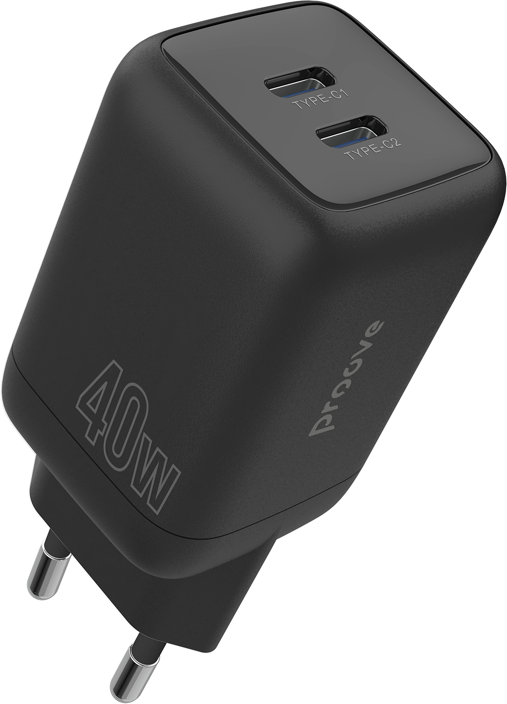 Сетевое зарядное устройство Proove Silicone Power 40W (Type-C + Type-C) Black