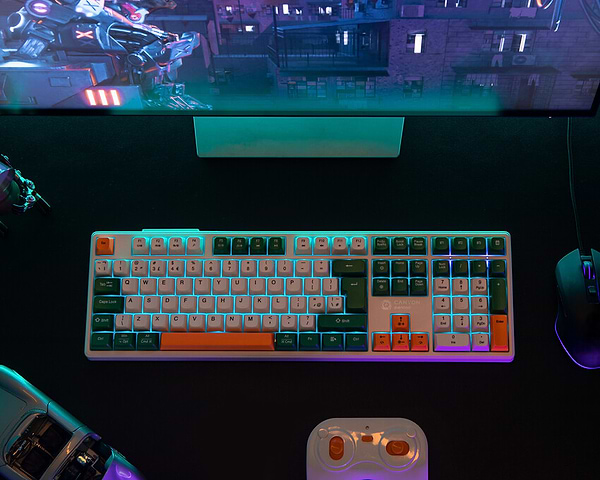 Фото - Клавиатура беспроводная игровая Canyon Shadder GKW-11 RGB Silent UA Wireless White (CND-SKBW11)