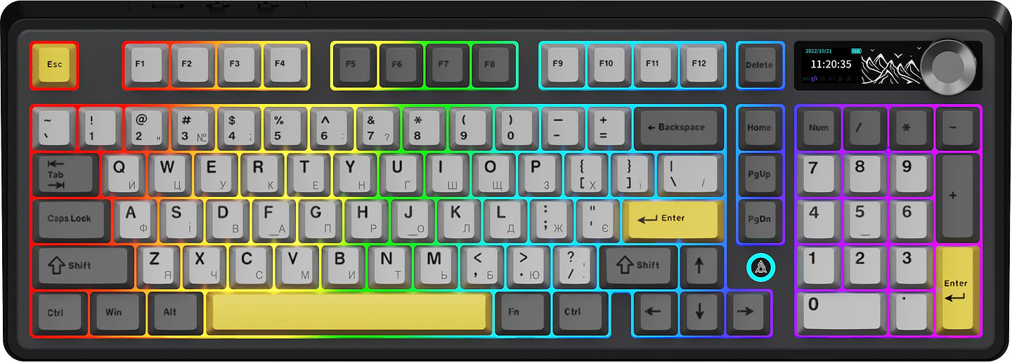 Клавиатура беспроводная игровая Ajazz AK980 V2 Gift Switch V2 Black Gray Yellow (AK980-V2-G-BGY) - Фото 1